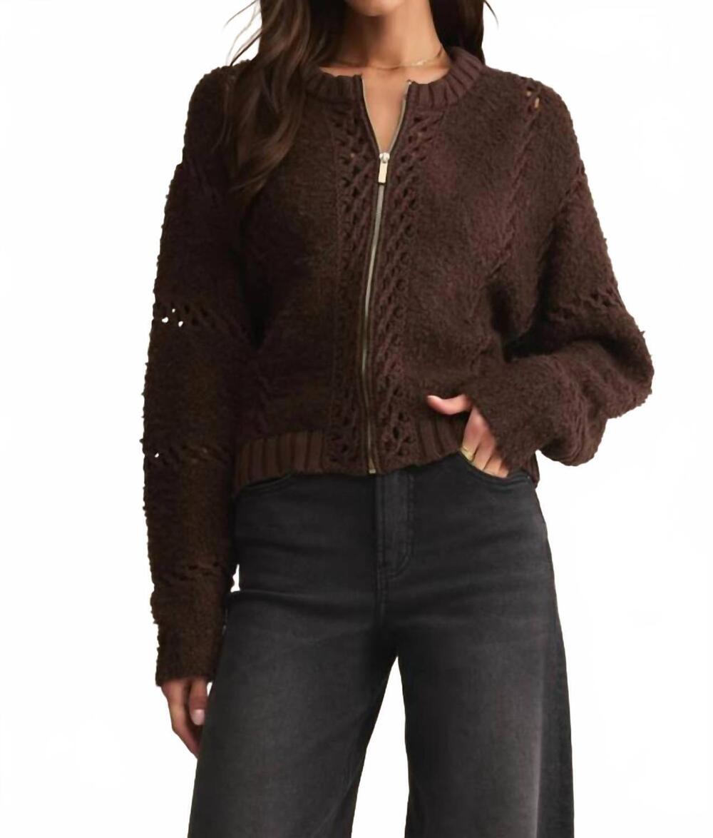 NEW Z SUPPLY women's sundance zip up sweater jacket in chocolate cherry